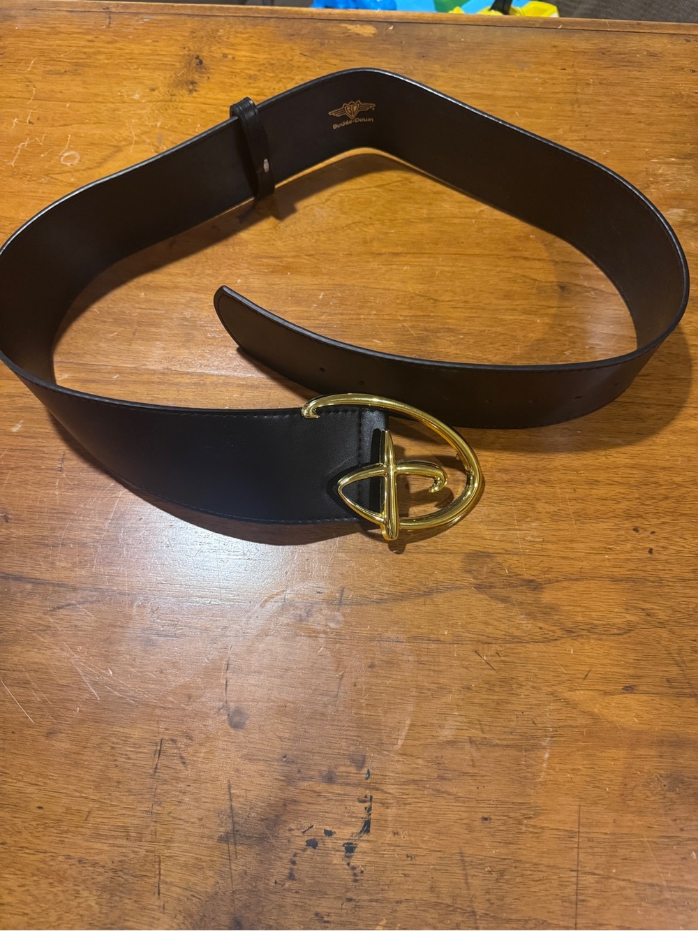Buckle-Down Black Belt with letter D, Disney-inspired belt